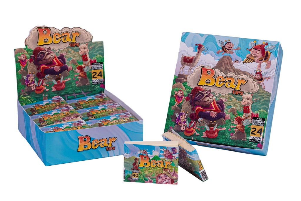 BEAR TIPS - EXTRALONGA C/24 BLOCOS - PAPEL VERGE C/ DIVISORIA - 40 FOLHETOS P/ BLOCO
