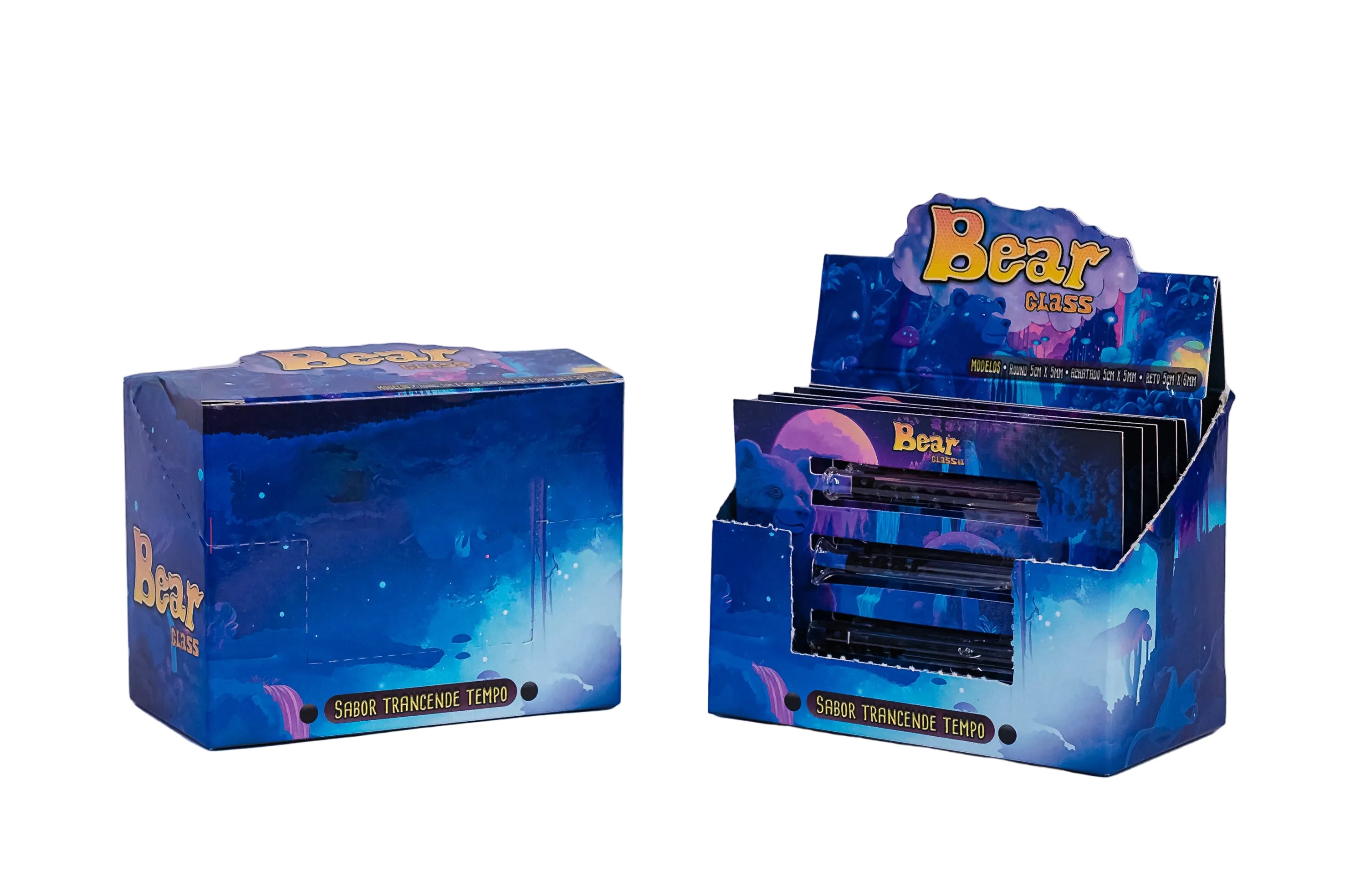 BEAR GLASS C/15 PITEIRA DE VIDRO - 5 CARTOES C/3 MODELOS - ROUND / ACHATADO E RETO