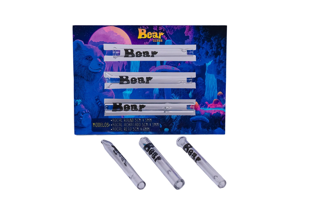 BEAR GLASS C/15 PITEIRA DE VIDRO - 5 CARTOES C/3 MODELOS - ROUND / ACHATADO E RETO