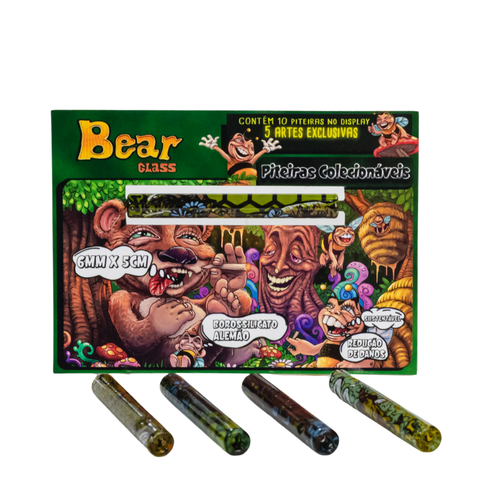 BEAR GLASS C/10 PITEIRA DE VIDRO - BOROSSILICATO - 6MM X 5CM